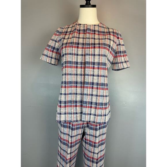 Vintage 1960s Plaid Polyester 3 Piece Suit Summer Winter Small - Picture 14 of 15